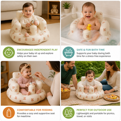 Inflatable Baby Floor Seat with Built-In Pump – Portable & Foldable