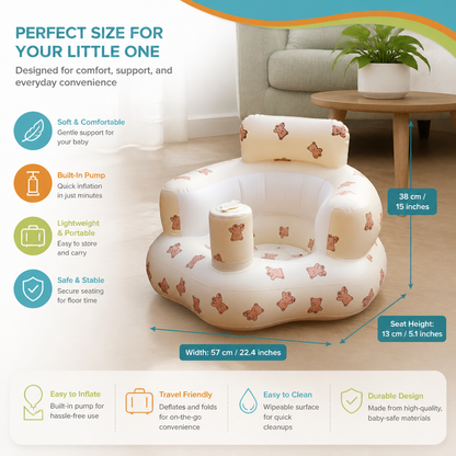Inflatable Baby Floor Seat with Built-In Pump – Portable & Foldable
