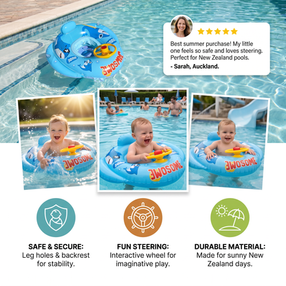 Baby Shark Pool Float with Steering Wheel for Toddlers