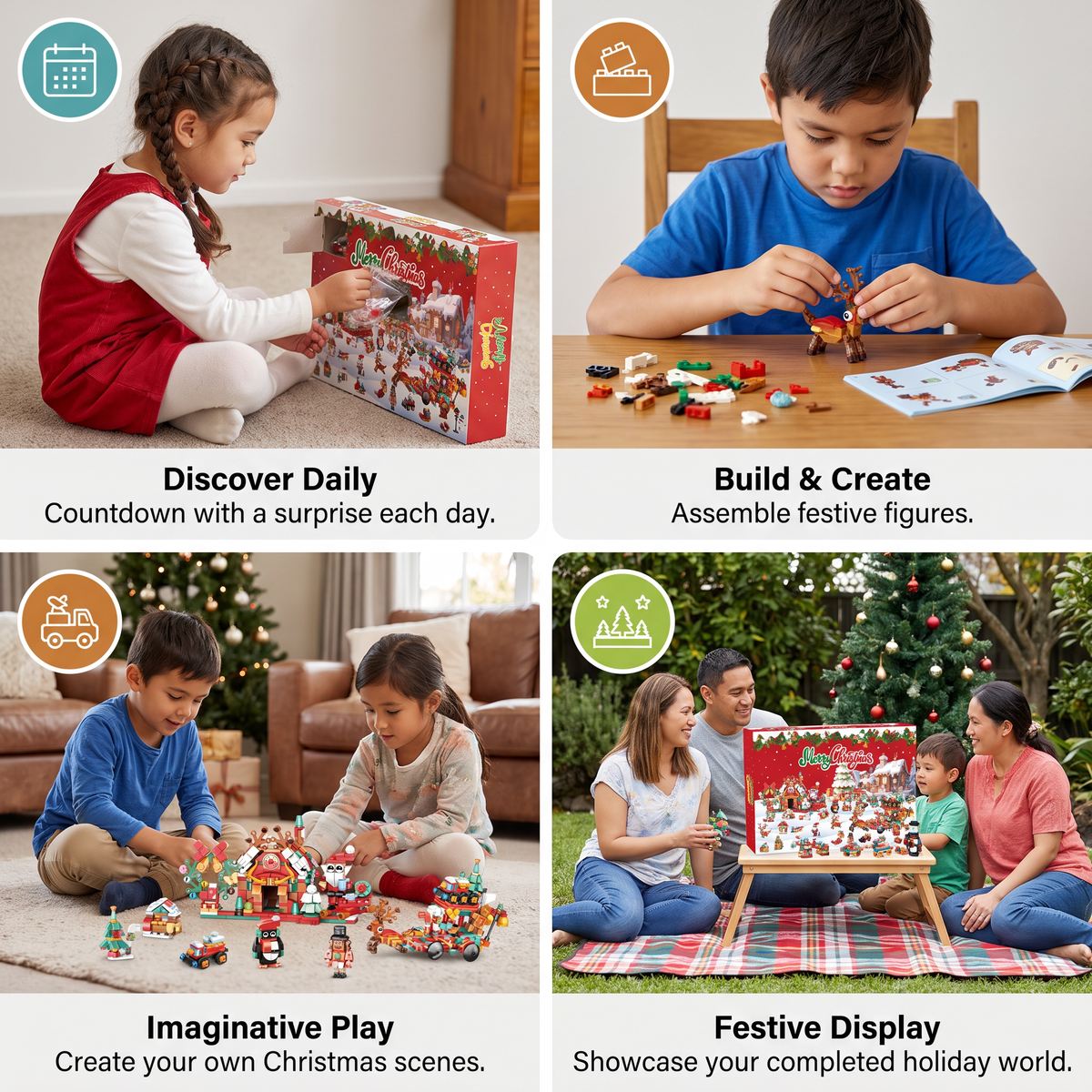 Christmas Village Building Blocks Advent Calendar for Kids