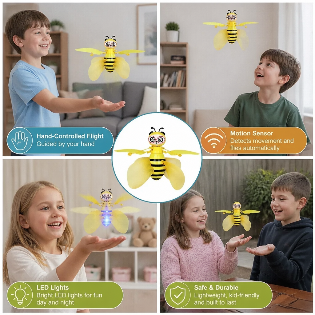 Hand-Controlled Flying Bee Toy with Motion Sensor and LED Lights