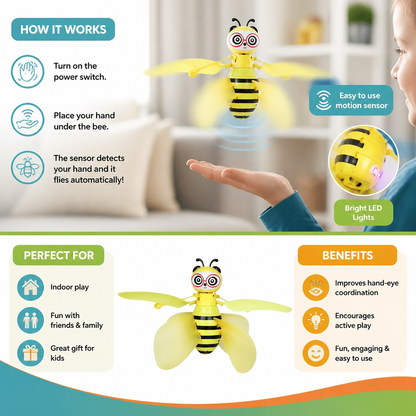 Hand-Controlled Flying Bee Toy with Motion Sensor and LED Lights