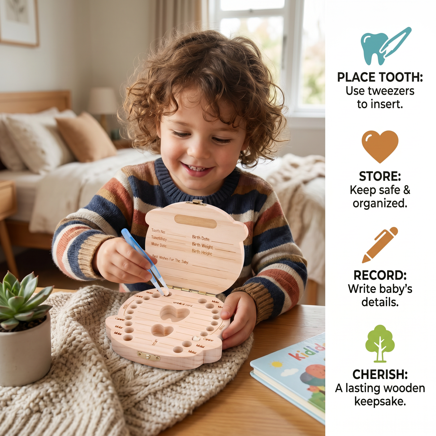 Wooden Tooth Box for Kids – Milk Tooth Storage & Keepsake Box