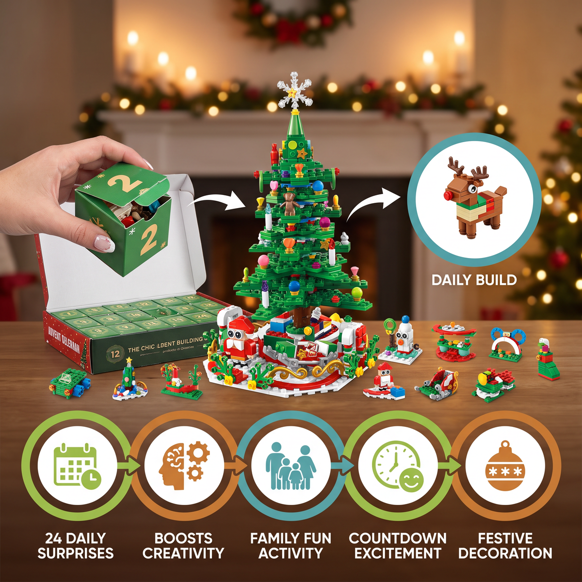 Christmas Tree Building Blocks Advent Calendar for Kids