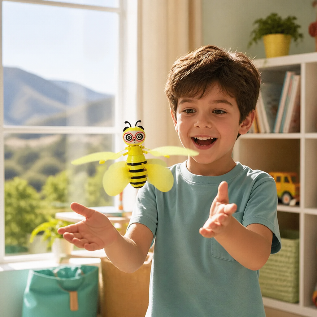 Hand-Controlled Flying Bee Toy with Motion Sensor and LED Lights