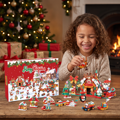 Christmas Village Building Blocks Advent Calendar for Kids