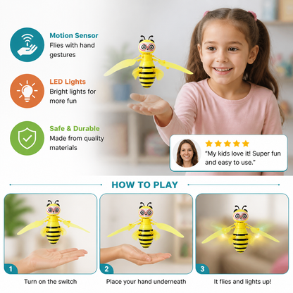 Hand-Controlled Flying Bee Toy with Motion Sensor and LED Lights