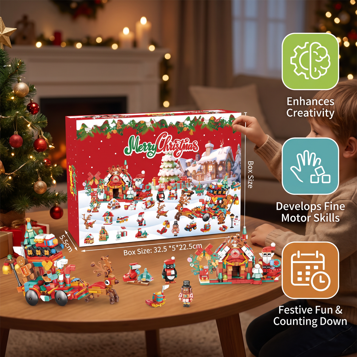 Christmas Village Building Blocks Advent Calendar for Kids