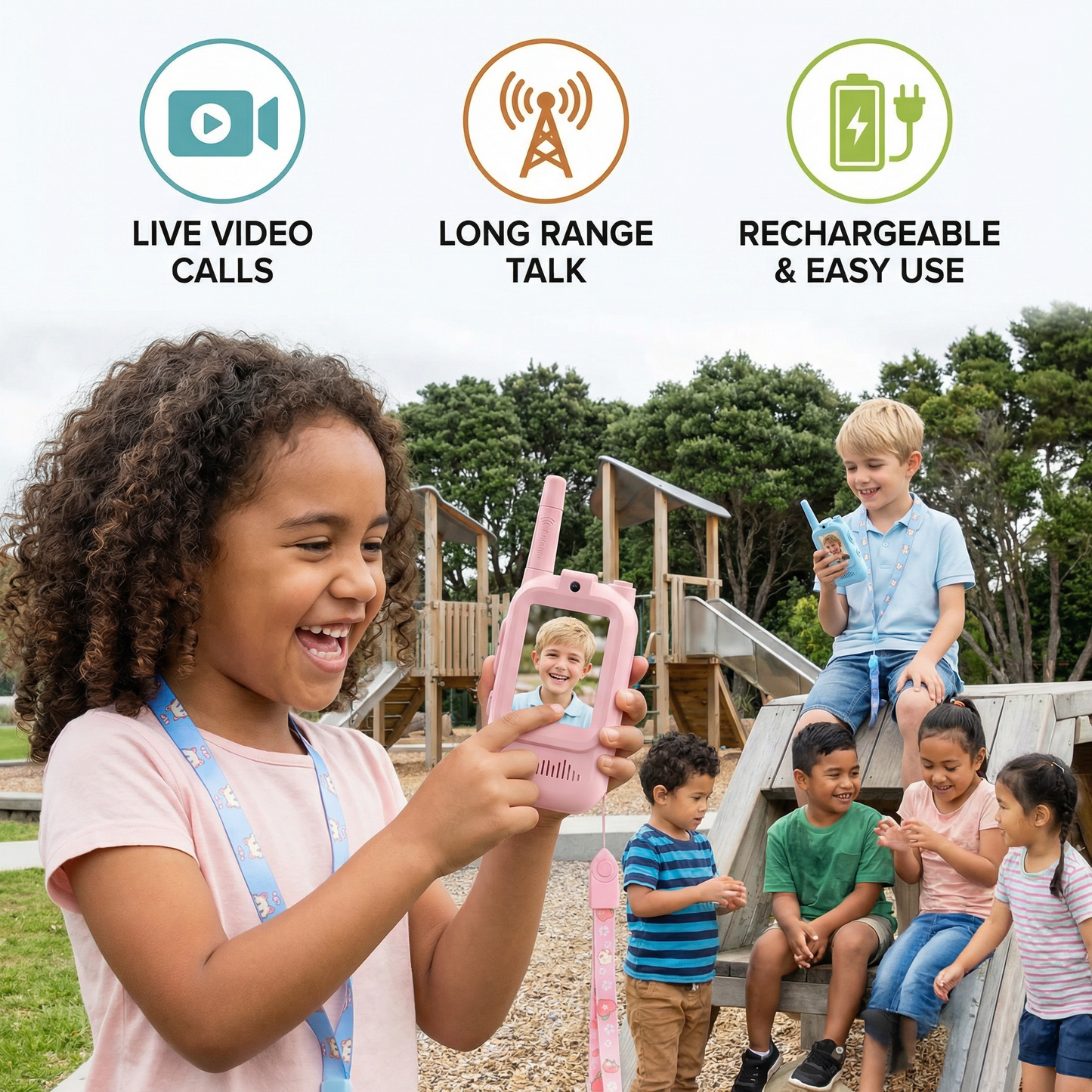 Kids' Video Walkie-Talkie 2-Pack – Radios with Camera & Screen