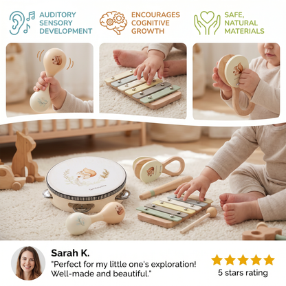 Montessori Wooden Musical Instruments Set for Babies – Sensory Learning Toy