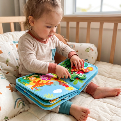 8-in-1 Montessori Dinosaur Busy Board Activity Book for Toddlers