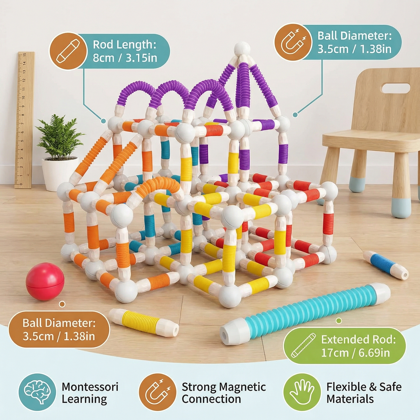 Montessori Moldable Magnetic Building Blocks
