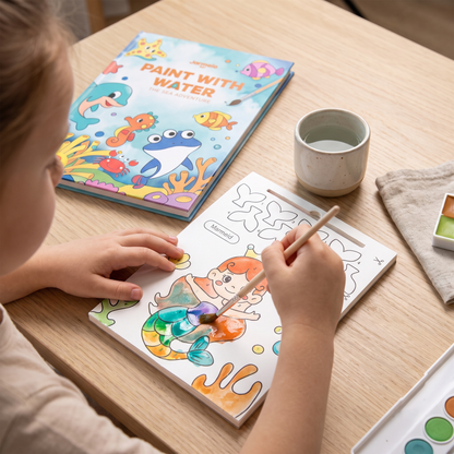 Watercolor Painting Book with Brush – Mess-Free Paint with Water Fun