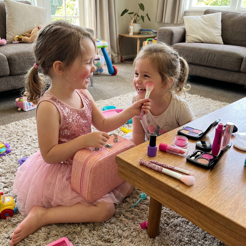 Make-up Play Set for Girls – Safe Kids Cosmetic Set with Practical Bag