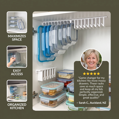 Space-Saving Tupperware Lid Organizer Rack