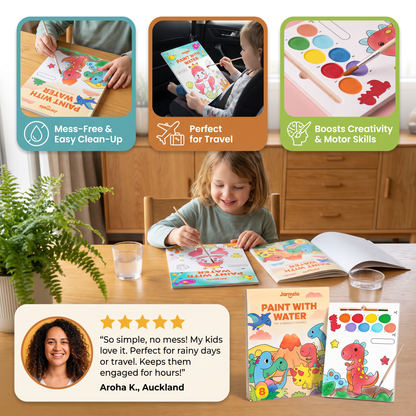 Watercolor Painting Book with Brush – Mess-Free Paint with Water Fun