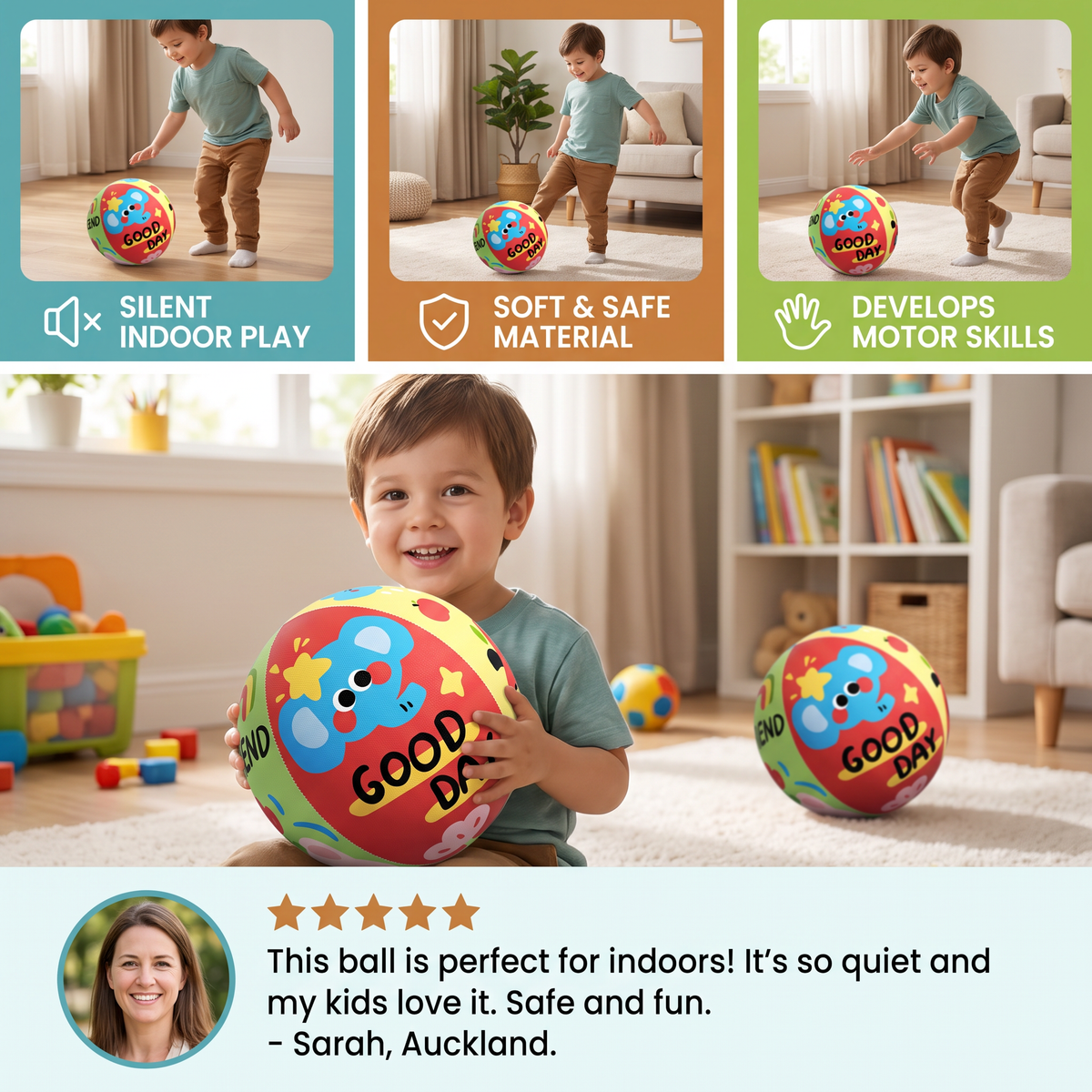 Soft & Safe Silent Indoor Play Ball for Kids
