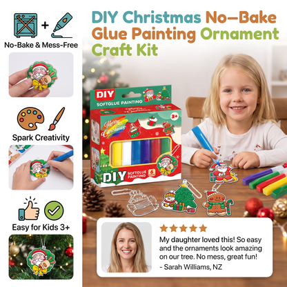 DIY Christmas No-Bake Glue Painting Ornament Craft Kit for Kids