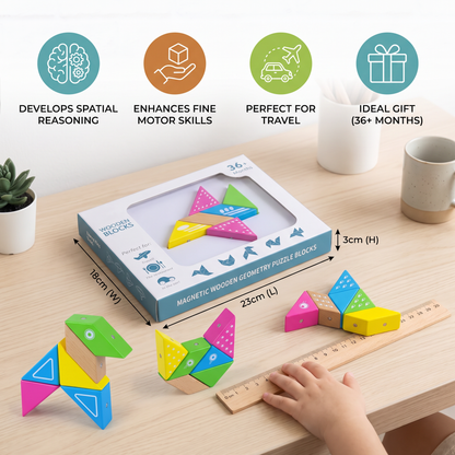 Magnetic Wooden Geometry  Puzzle Blocks