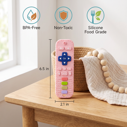 Silicone Remote Control Baby Teether – BPA-Free Sensory Chew Toy