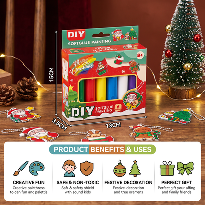 DIY Christmas No-Bake Glue Painting Ornament Craft Kit for Kids