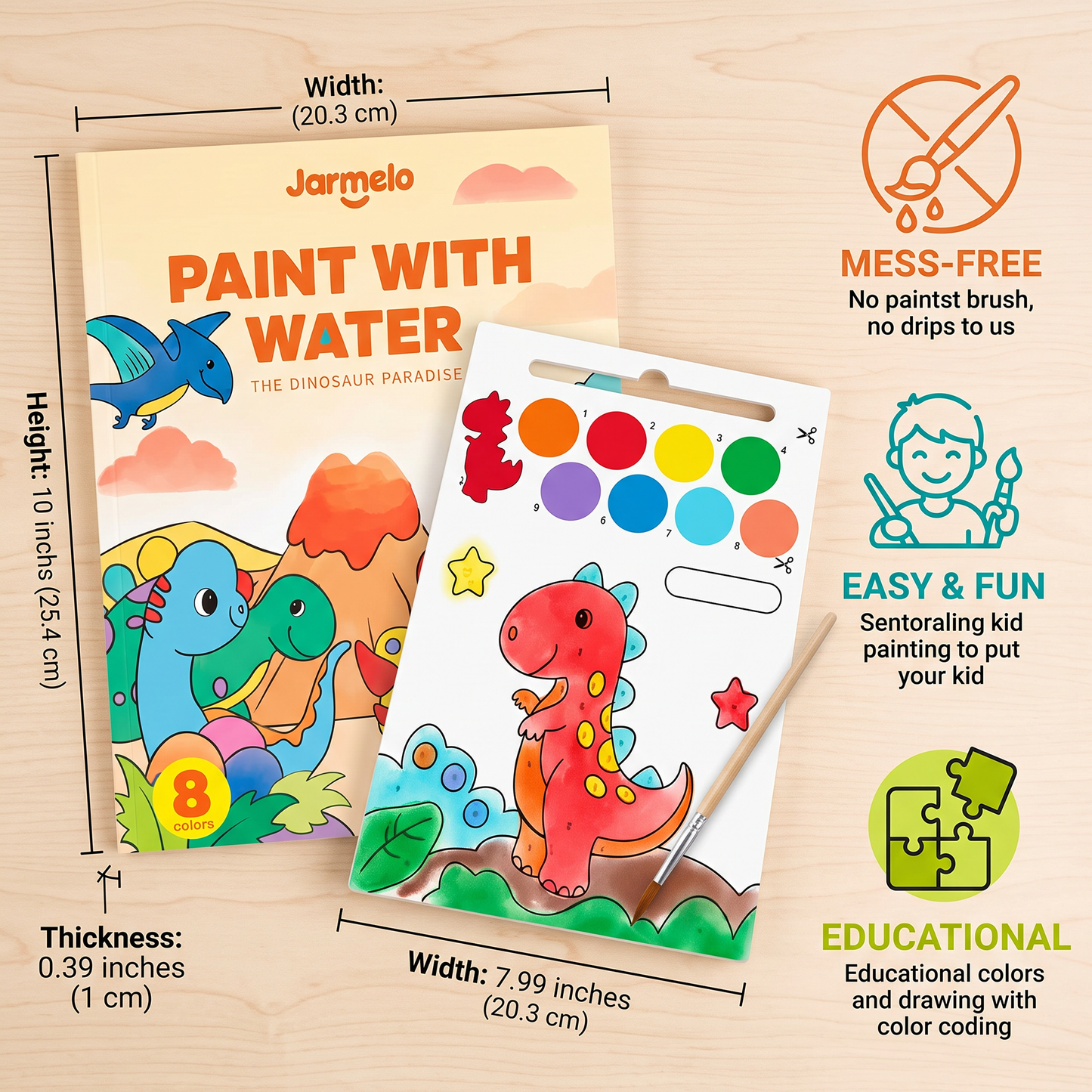 Watercolor Painting Book with Brush – Mess-Free Paint with Water Fun