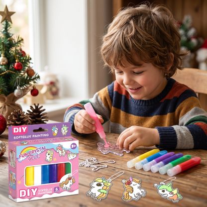 DIY Christmas No-Bake Glue Painting Ornament Craft Kit for Kids