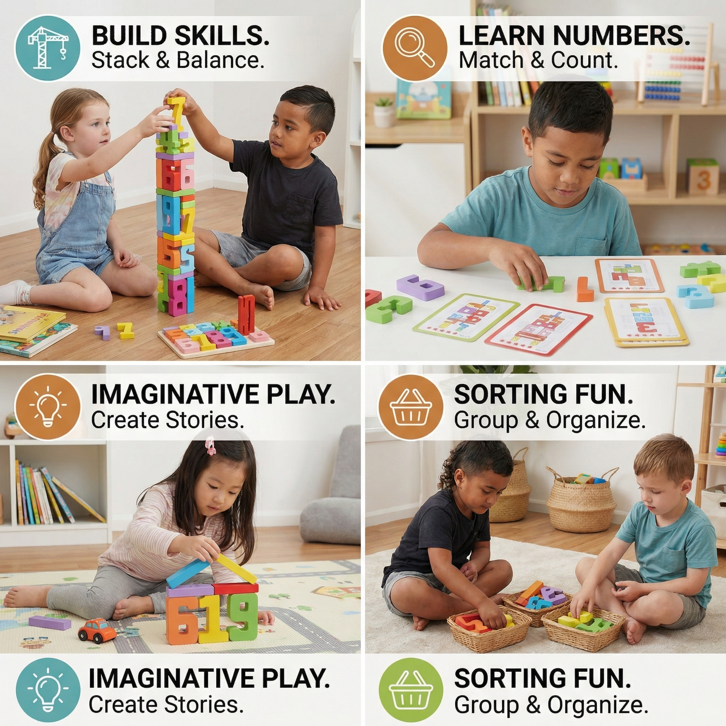 Educational Math and Number Learning Blocks