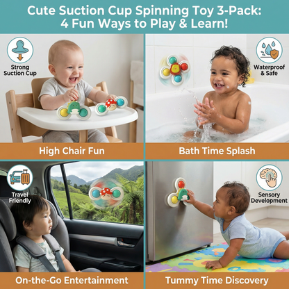 Cute Suction Cup Spinning Toy for Babies 3-Pack