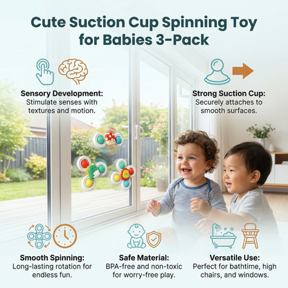 Cute Suction Cup Spinning Toy for Babies 3-Pack