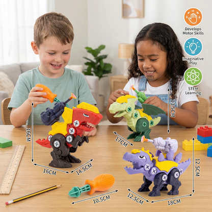 Dinosaur Screw Toy Set with Suction Cup Cannon