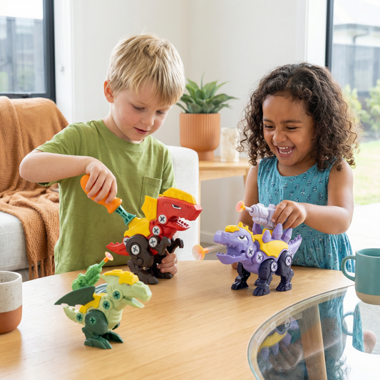 Dinosaur Screw Toy Set with Suction Cup Cannon
