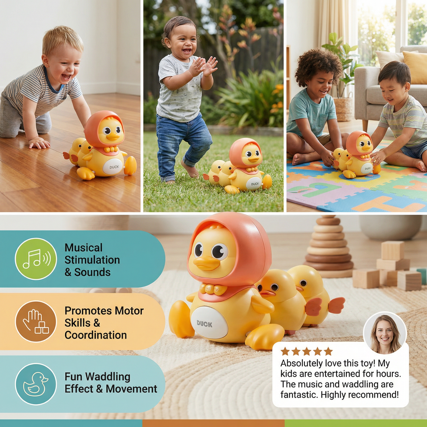 Waddling Duck Family Kids Toy
