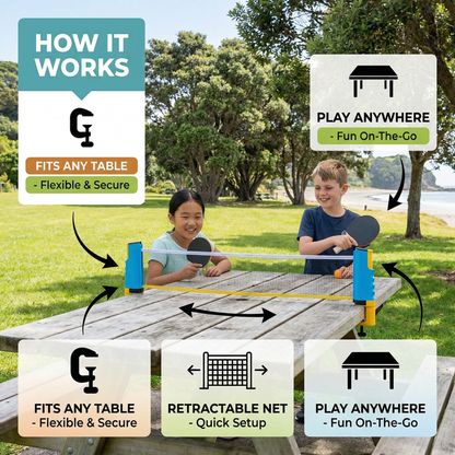 Adjustable Table Tennis Set - Fits Any Table