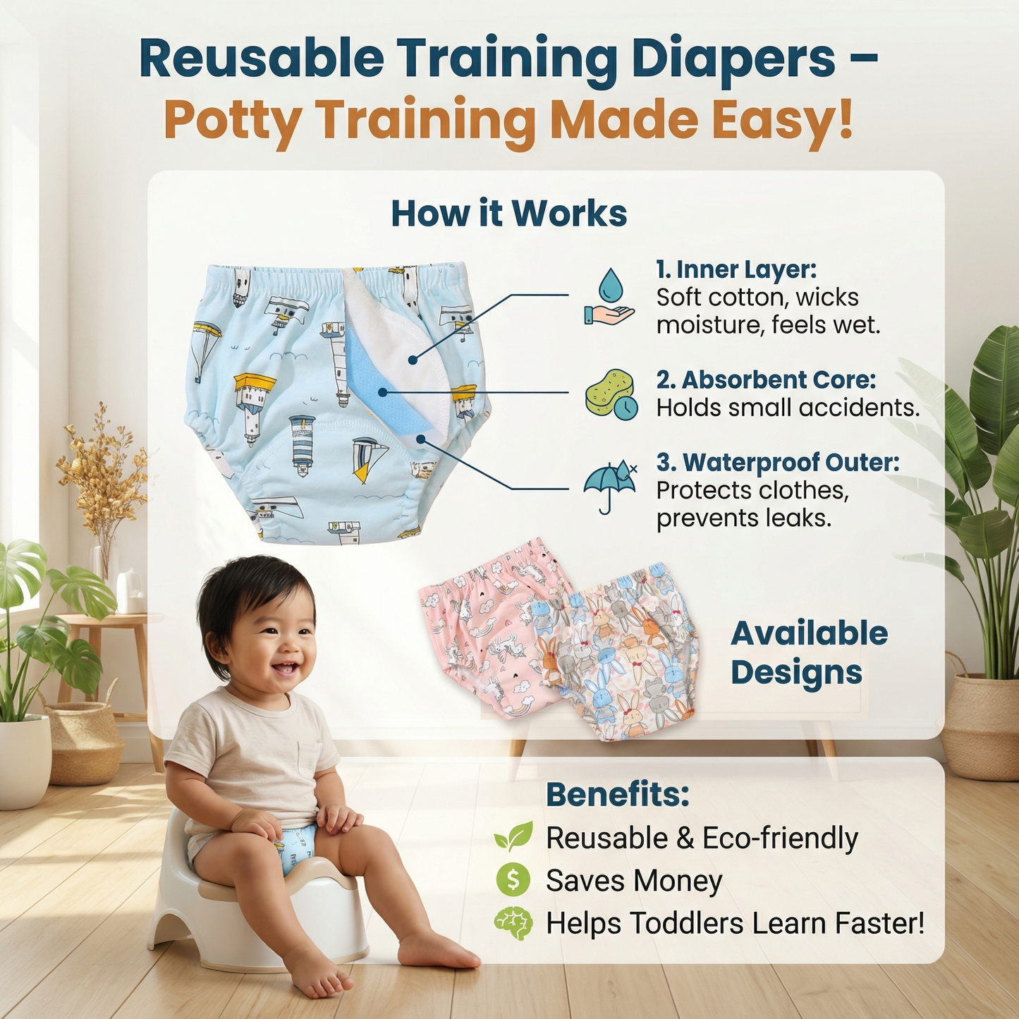 Reusable Training Diapers – Potty Training Made Easy