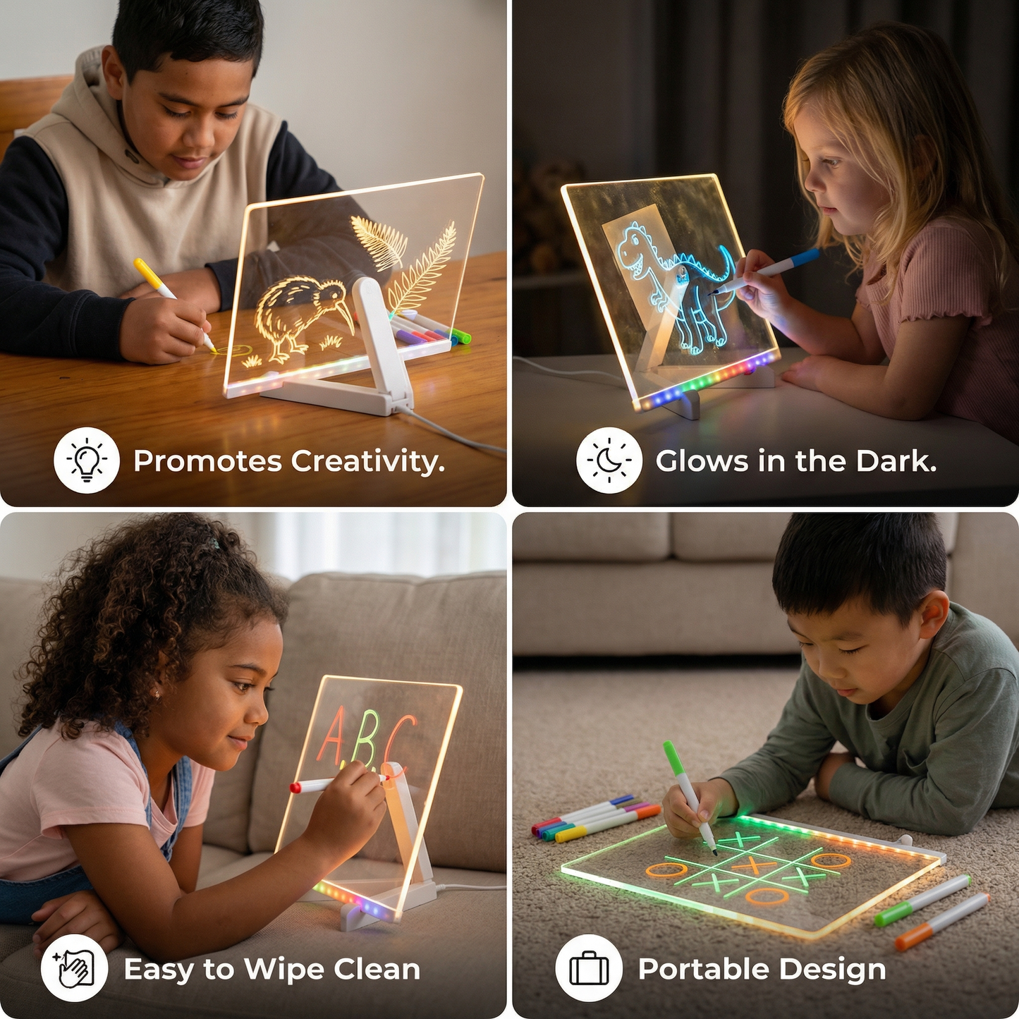 Glowing LED Drawing Board for Children