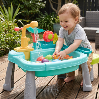 Ergonomic Elevated Kids Kitchen Sink Playset with Electric Running Water